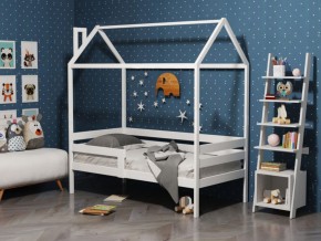 Детская кровать-домик из массива березы Соня-6 (800*1600) Белый/Лак в Шадринске - shadrinsk.ok-mebel.com | фото