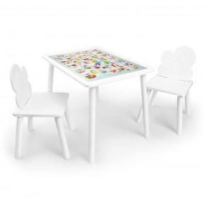 Детский комплект стол и два стула Облачко Rolti Baby с накладкой Алфавит (белая столешница/белое сиденье/белые ножки) в Шадринске - shadrinsk.ok-mebel.com | фото