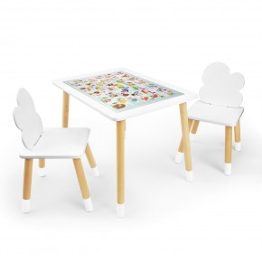 Детский комплект стол и два стула Облачко Rolti Baby с накладкой Алфавит (белая столешница/белое сиденье/береза ножки) в Шадринске - shadrinsk.ok-mebel.com | фото