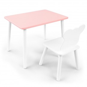 Детский комплект стол и стул «Мишка» Rolti Baby (розовый/белый, массив березы/мдф) в Шадринске - shadrinsk.ok-mebel.com | фото