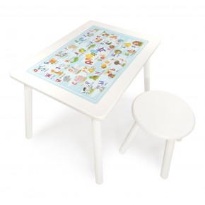 Детский комплект стол и табурет круглый Rolti Baby с накладкой Алфавит (белая столешница/белое сиденье/белые ножки) в Шадринске - shadrinsk.ok-mebel.com | фото 1