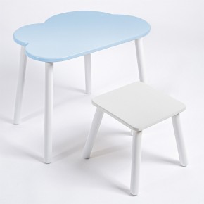 Детский комплект стол ОБЛАЧКО  и табурет Rolti Baby (голубая столешница/белое сиденье/белые ножки) в Шадринске - shadrinsk.ok-mebel.com | фото