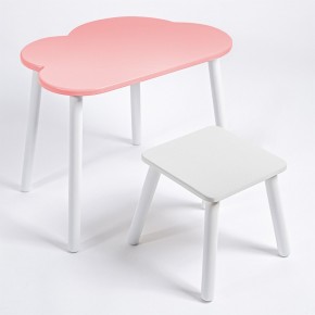 Детский комплект стол ОБЛАЧКО  и табурет Rolti Baby (розовая столешница/белое сиденье/белые ножки) в Шадринске - shadrinsk.ok-mebel.com | фото