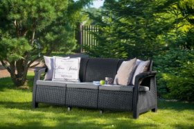Диван пластиковый Корфу Макс (Corfu love seat max) графит в Шадринске - shadrinsk.ok-mebel.com | фото 2