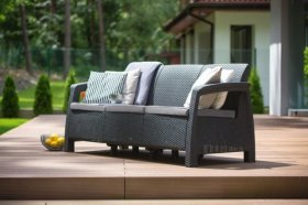 Диван пластиковый Корфу Макс (Corfu love seat max) графит в Шадринске - shadrinsk.ok-mebel.com | фото 3