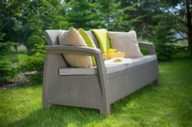 Диван пластиковый Корфу Макс (Corfu love seat max) капучино - песок в Шадринске - shadrinsk.ok-mebel.com | фото 3