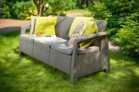 Диван пластиковый Корфу Макс (Corfu love seat max) капучино - песок в Шадринске - shadrinsk.ok-mebel.com | фото 4