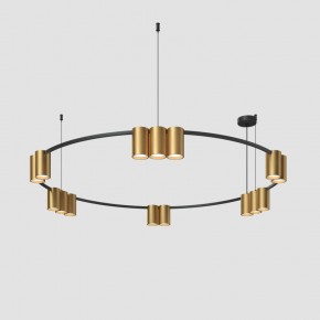 DK4067-BK+SG Подвесной светильник ORBIT, IP20, 15xGU10 LED, до 15 Вт, черный + сатинированное золото, алюминий в Шадринске - shadrinsk.ok-mebel.com | фото