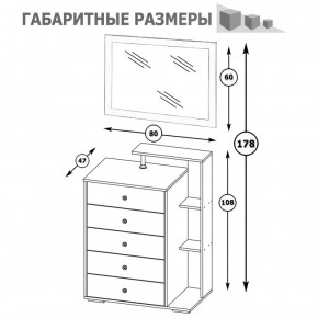 Камелия Комод + Зеркало, цвет белый, ШхГхВ 80х46,8х178 см., НЕ универсальная сборка в Шадринске - shadrinsk.ok-mebel.com | фото 5