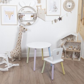 Комплект детский стол КРУГЛЫЙ и стул КОРОНА ROLTI Baby (белая столешница/белое сиденье/цветные ножки) в Шадринске - shadrinsk.ok-mebel.com | фото