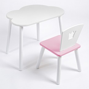 Комплект детский стол ОБЛАЧКО и стул КОРОНА ROLTI Baby (белая столешница/розовое сиденье/белые ножки) в Шадринске - shadrinsk.ok-mebel.com | фото