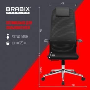 Кресло BRABIX PREMIUM "Ultimate EX-801" хром, плотная двойная сетка Х2, черное, 532917 в Шадринске - shadrinsk.ok-mebel.com | фото 7