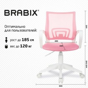 Кресло BRABIX "Fly MG-396W", с подлокотниками, пластик белый, сетка, розовое, 533008 в Шадринске - shadrinsk.ok-mebel.com | фото 5