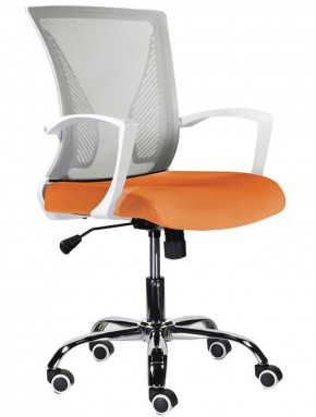 Кресло BRABIX "Wings MG-306", пластик белый, хром, сетка, серое/оранжевое, 532011 в Шадринске - shadrinsk.ok-mebel.com | фото