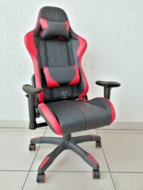 Кресло геймерское Barneo K-52 (черная экокожа красные вставки) в Шадринске - shadrinsk.ok-mebel.com | фото