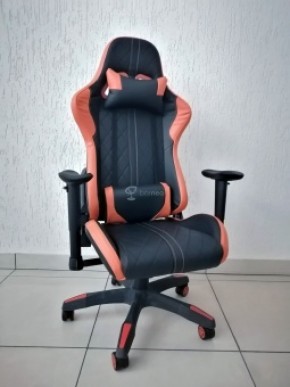 Кресло геймерское Barneo K-52 (черная экокожа оранжевые вставки) в Шадринске - shadrinsk.ok-mebel.com | фото