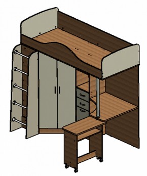 Кровать-чердак "Теремок-1" Дуб молочный/Розовый в Шадринске - shadrinsk.ok-mebel.com | фото 3