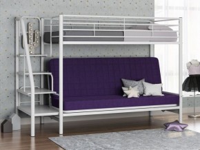 Кровать двухъярусная с диваном "Мадлен-3" (Белый/Фиолетовы) в Шадринске - shadrinsk.ok-mebel.com | фото