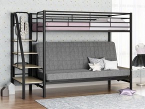 Кровать двухъярусная с диваном "Мадлен-3" (Черный/Серый) в Шадринске - shadrinsk.ok-mebel.com | фото 1