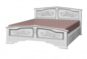 ЕЛЕНА Кровать из массива 1600 (Белый жемчуг) с 2-мя ящиками в Шадринске - shadrinsk.ok-mebel.com | фото