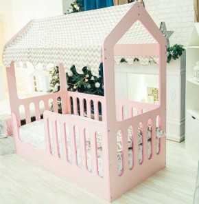Кровать-домик без ящика 800*1600 (Розовый) в Шадринске - shadrinsk.ok-mebel.com | фото 1