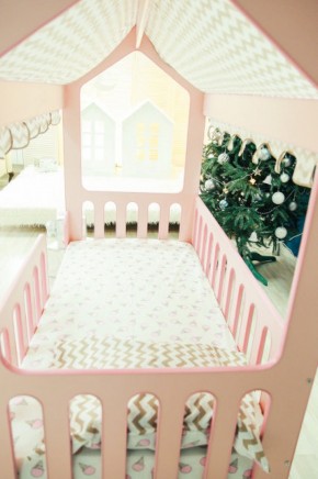 Кровать-домик без ящика 800*1600 (Розовый) в Шадринске - shadrinsk.ok-mebel.com | фото 3