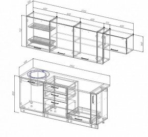 Кухонный гарнитур Антрацит 2550 (Стол. 26мм) в Шадринске - shadrinsk.ok-mebel.com | фото 2