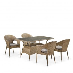 Обеденный комплект плетеной мебели T198B/Y79B-W56 Light Brown (4+1) в Шадринске - shadrinsk.ok-mebel.com | фото 1