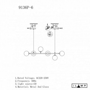 Подвесная люстра iLamp Golden 9136P/6 BK-WH в Шадринске - shadrinsk.ok-mebel.com | фото 3