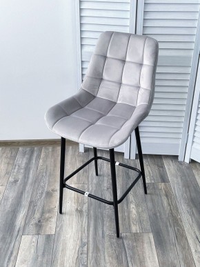 Полубарный стул ХОФМАН, цвет H-09 Светло-серый, велюр / черный каркас H=63cm М-City в Шадринске - shadrinsk.ok-mebel.com | фото 4
