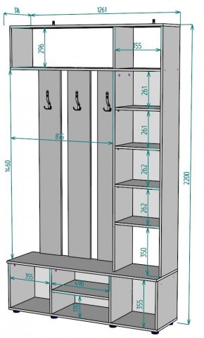 Прихожая с зеркалом V19_M в Шадринске - shadrinsk.ok-mebel.com | фото 2