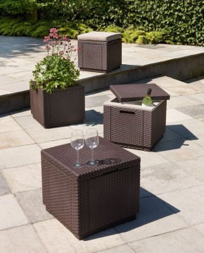 Пуфик Куб с подушкой (Cube with cushion) коричневый - серо-бежевый* в Шадринске - shadrinsk.ok-mebel.com | фото 3