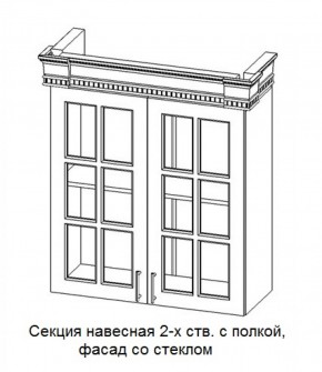Секция навесная 2-х ств. с полкой "Верона", фасад со стеклом (800) в Шадринске - shadrinsk.ok-mebel.com | фото