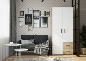 Шкаф 2-х створчатый с ящиками VICTOR (Сонома-Белый) в Шадринске - shadrinsk.ok-mebel.com | фото 3