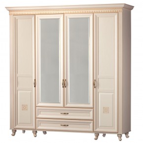 Шкаф для одежды 4-дверный с зеркалом №493 Марлен кремовый белый в Шадринске - shadrinsk.ok-mebel.com | фото
