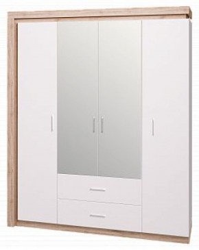 Шкаф для одежды с ящиками 4-х створчатый с зеркалом Люмен 16 в Шадринске - shadrinsk.ok-mebel.com | фото