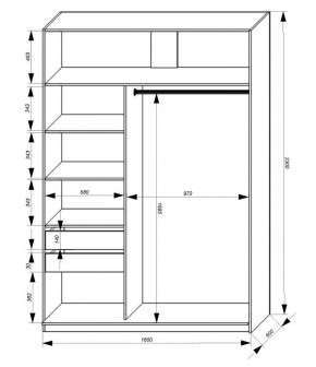 Шкаф-купе 1600 серии SOFT D1+D3+B2+PL1 (2 ящика+1штанга) профиль «Графит» в Шадринске - shadrinsk.ok-mebel.com | фото 3