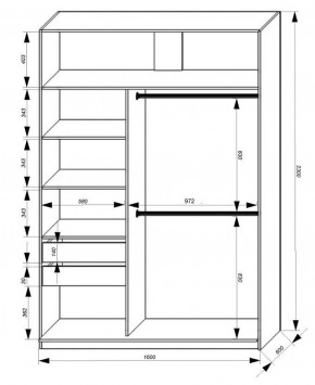 Шкаф-купе 1600 серии SOFT D8+D2+B2+PL4 (2 ящика+F обр.штанга) профиль «Графит» в Шадринске - shadrinsk.ok-mebel.com | фото 2