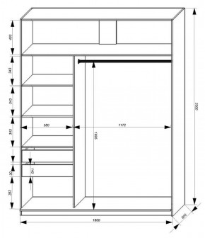 Шкаф-купе 1800 серии SOFT D1+D3+B2+PL1 (2 ящика+1штанга) профиль «Графит» в Шадринске - shadrinsk.ok-mebel.com | фото 3