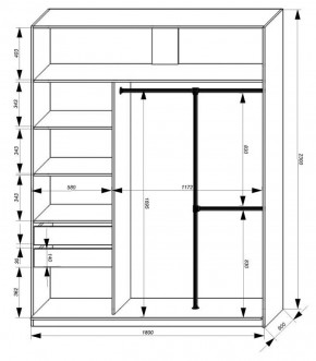 Шкаф-купе 1800 серии SOFT D8+D2+B2+PL4 (2 ящика+F обр.штанга) профиль «Графит» в Шадринске - shadrinsk.ok-mebel.com | фото 3