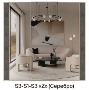 Шкаф-купе 1950 серии SILVER S3+S1+S3Z B22+PL2 (по 2 ящика лев/прав+1штанга+1 полка) профиль «Серебро» в Шадринске - shadrinsk.ok-mebel.com | фото 8
