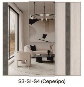 Шкаф-купе 1950 серии SILVER S3+S1+S3Z B22+PL2 (по 2 ящика лев/прав+1штанга+1 полка) профиль «Серебро» в Шадринске - shadrinsk.ok-mebel.com | фото 9
