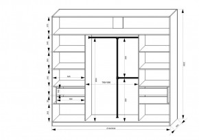 Шкаф-купе 2150 серии NEW CLASSIC K4+K4+K4+B22+PL4(по 2 ящика лев/прав+F обр.штанга) профиль «Капучино» в Шадринске - shadrinsk.ok-mebel.com | фото 3