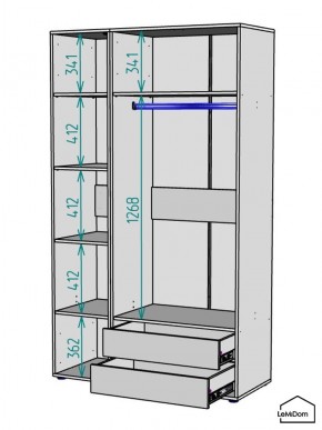 Шкаф Linnea MHR-3-2 2050х1200х510 (ДВ-М 11.1.25) в Шадринске - shadrinsk.ok-mebel.com | фото 3