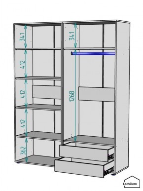 Шкаф Linnea MHR-4-2 2050х1600х510 (Графит-М 11.1.25) в Шадринске - shadrinsk.ok-mebel.com | фото 3