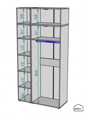 Шкаф с антресолью Linnea MHR-3A-1 2450х1200х510 (ДВ-М 11.1.25) в Шадринске - shadrinsk.ok-mebel.com | фото 3