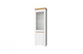 Шкаф с витриной  1V1D, TAURUS, цвет белый/дуб вотан в Шадринске - shadrinsk.ok-mebel.com | фото