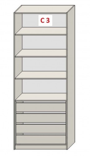 Шкаф СТАНДАРТ С3 4 ящика серия "ГЕСТИЯ" (Бело-серый/Дуб Небраска натуральный ) 800*520*2300 в Шадринске - shadrinsk.ok-mebel.com | фото 2