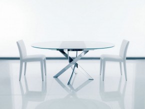 Стол BARONE (01.92) G093 хром/С150 э-бел. гл. стекло, L021алюм.вставка в Шадринске - shadrinsk.ok-mebel.com | фото