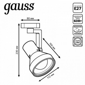 Светильник на штанге Gauss Track Light TR005 в Шадринске - shadrinsk.ok-mebel.com | фото 6
